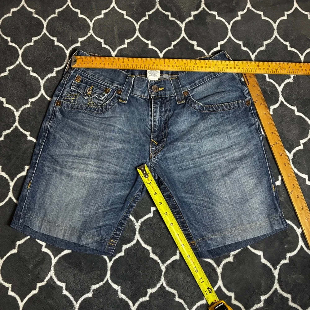 True Religion Mens Denim Shorts Blue Size 34 Made in USA Joey Cut 601471 Stitch